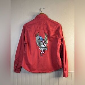 Vintage Women’s Harley-Davidson Shacket with Eagle Emblem